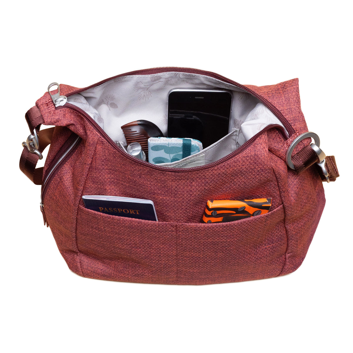 Poppy Berry Amble Hobo open filled bag