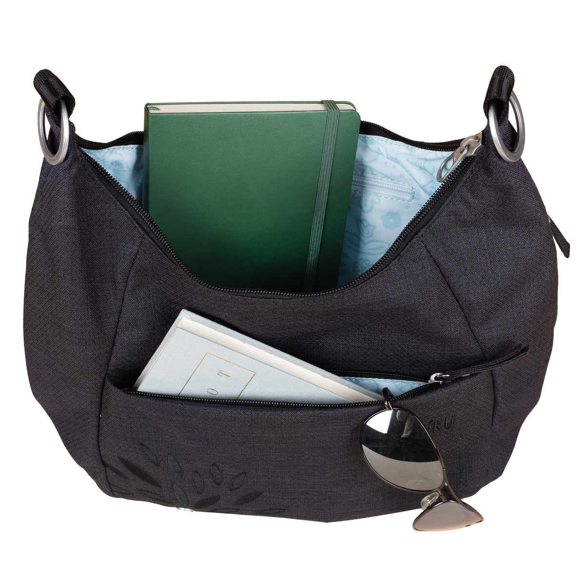Black In Bloom Amble Hobo open filled bag