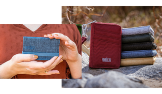 collage of two pictures of colorful wallets
