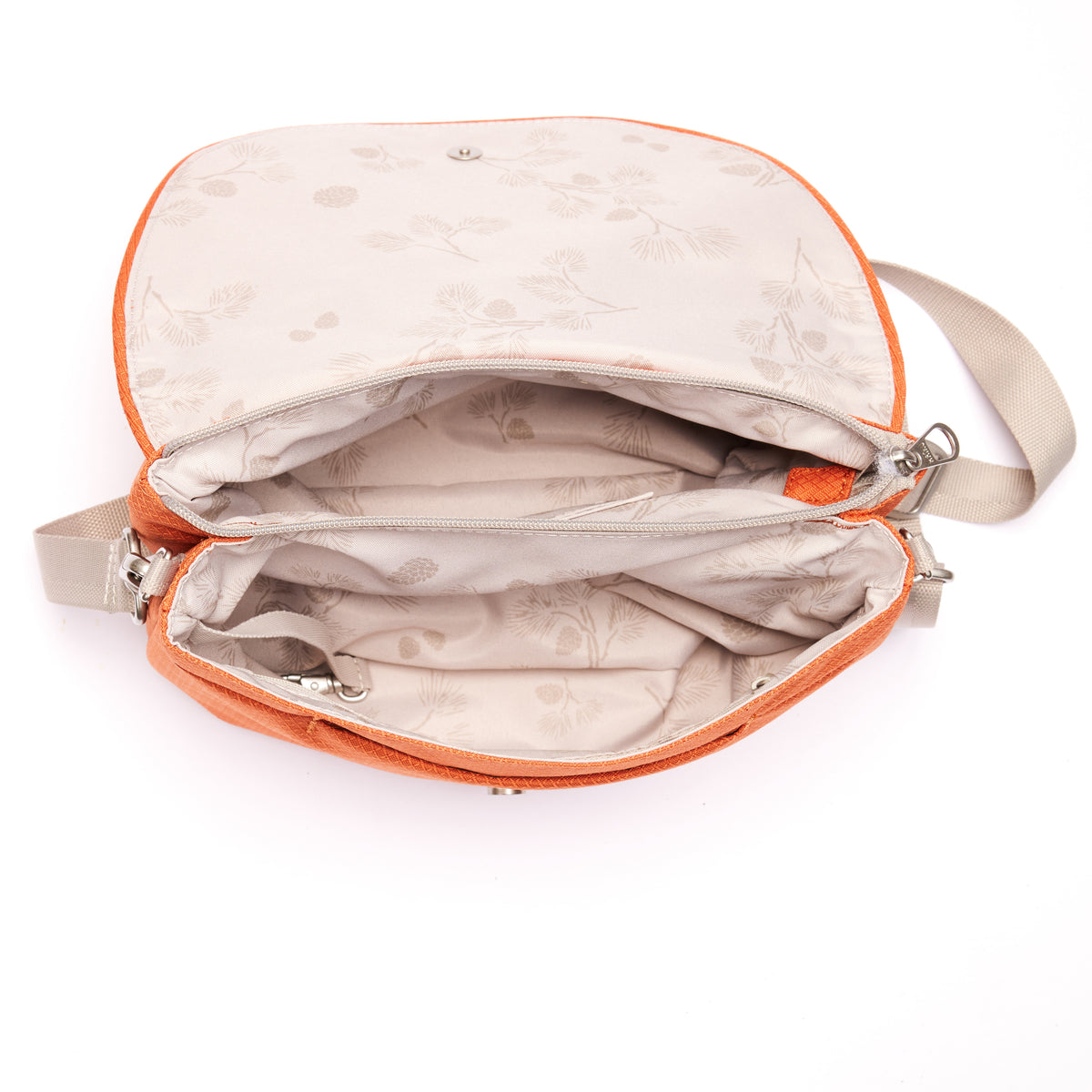 Rustic Clay Bliss Saddle Bag interior on a white background