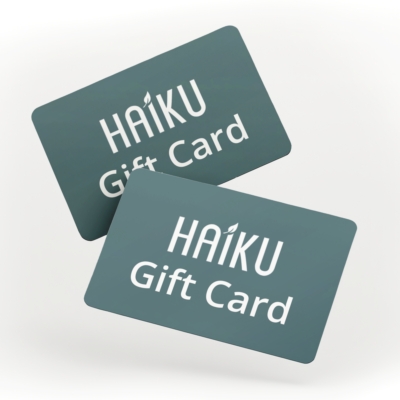 Two 'HAiKU Gift Card' cards on a light gray background